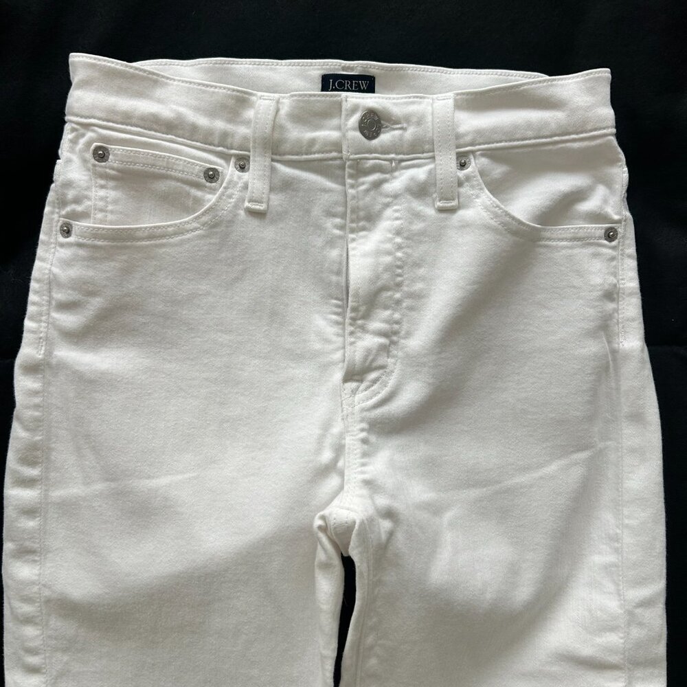 J.Crew 10” High Rise Skinny Jeans Women 27 White Raw Hem Stretch